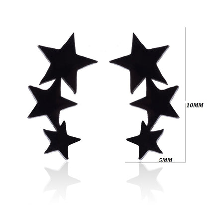 Black Stars Stainless Steel Earrings Women Jewelry Small Studs Gifts Earring