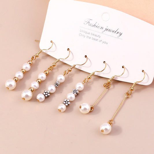 3 Pairs Pearl Beads Tassel Dangle Earrings for Girls Women Birthday Gift Lovely