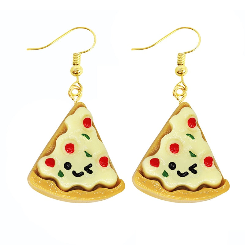 Pizza Funny Cute Resin Food Drop Earrings Women Creativity Jewelry Cute Earring