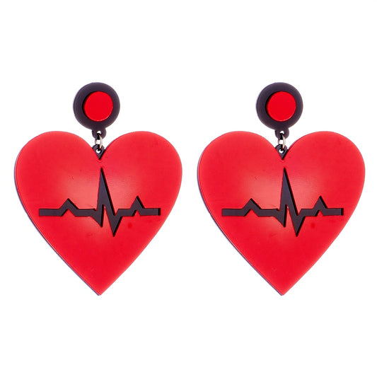 Heart Beat Drop Earrings Hip Hop Art Women Party Jewelry Ear Fashion Pendant