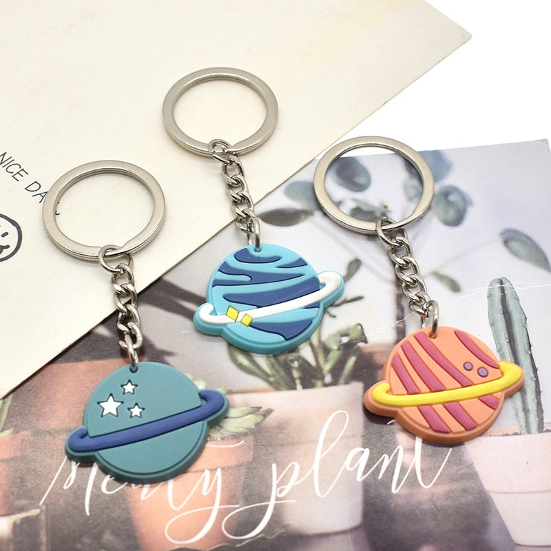 6 Styles Solar System Planet Space Keychain Party Gift Cute Keyring Cartoon DIY