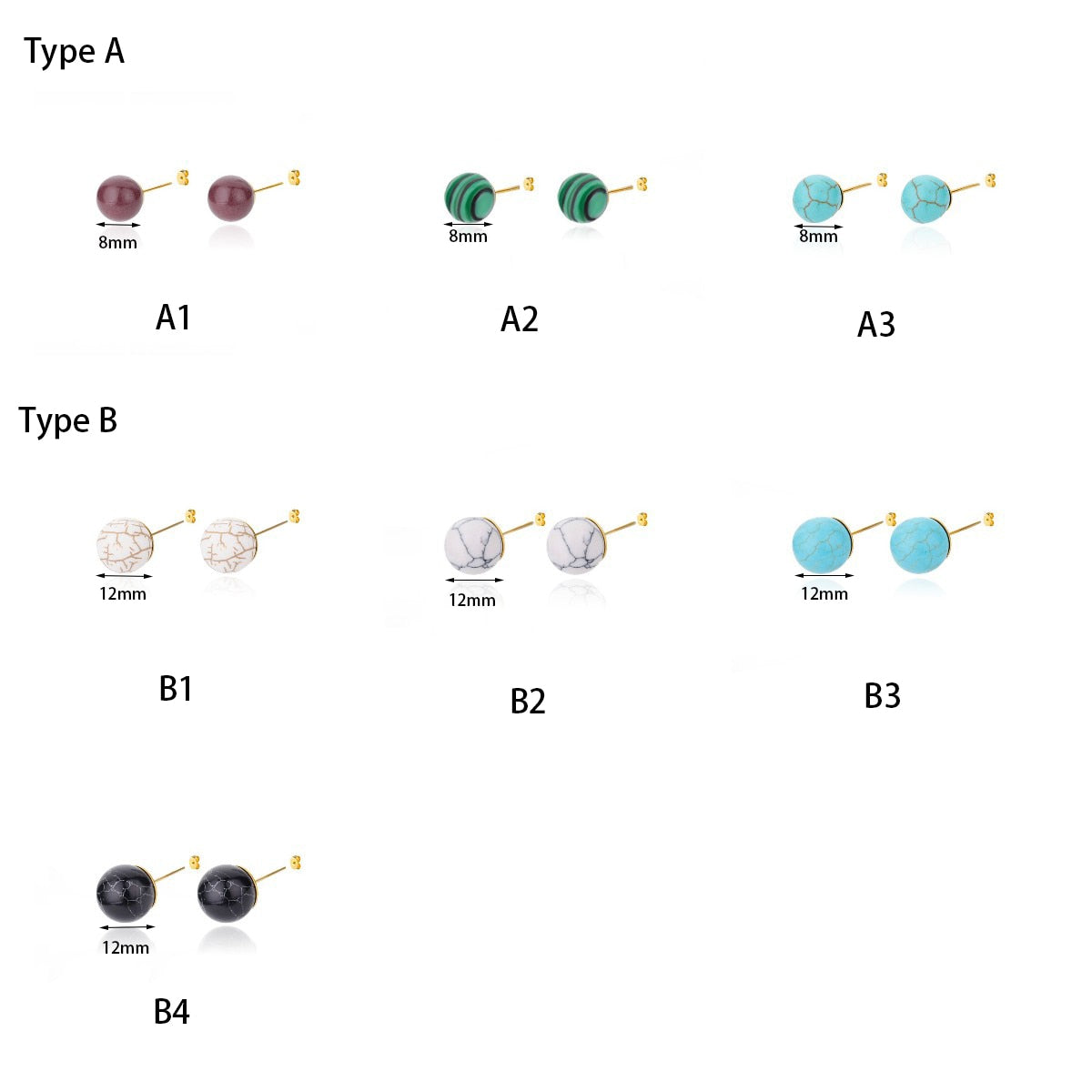 Bohemian Handmade Grape Color Natural Stone Beads Stud Earrings Women Travel