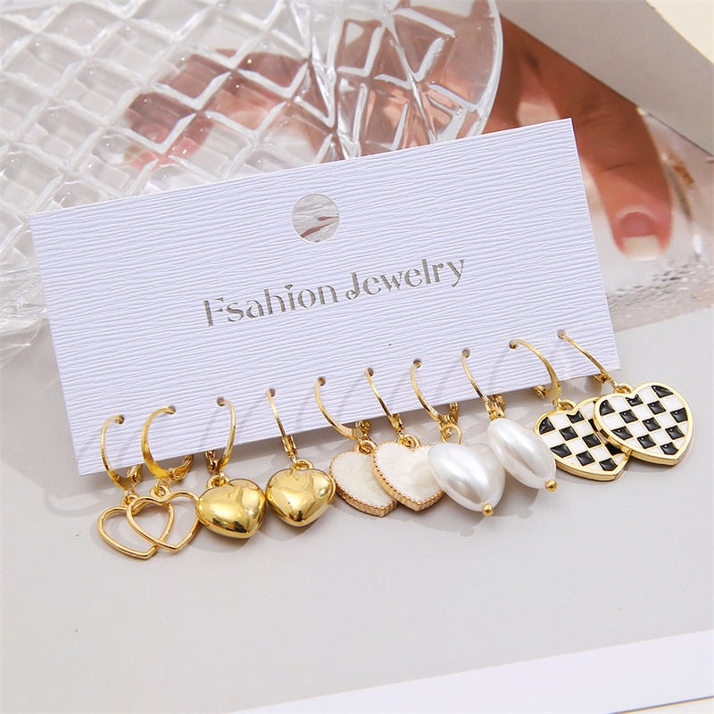 5 Pairs Mini Heart Charms Earrings for Girls Women Birthday Gift Lovely Jewelry