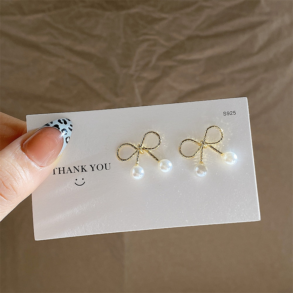 22 Styles Heart Pearl Flower Stud Earring Fashion Women Girls Vintage Cute