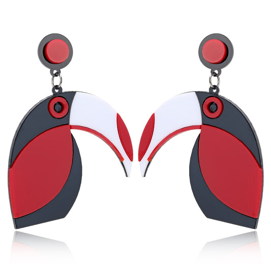 Red Bird Acrylic Drop Earrings Women Travel Fashion Cartoon Earrings Creative