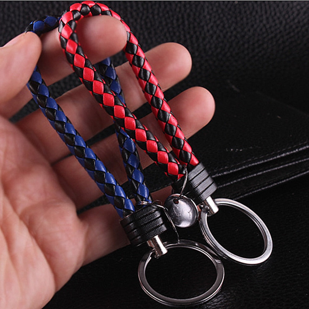 39 Styles PU Leather Braided Woven Rope Keychain DIY Bag Pendant Key Chain