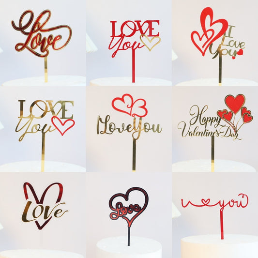 33 Styles Big Red Love Wedding & Engagement Party Cake Toppers Acrylic Love