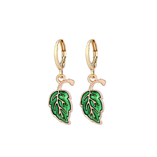 Green Leaf Drop Earrings Jewelry For Women Fashion Accessories Trendy Girl Gift