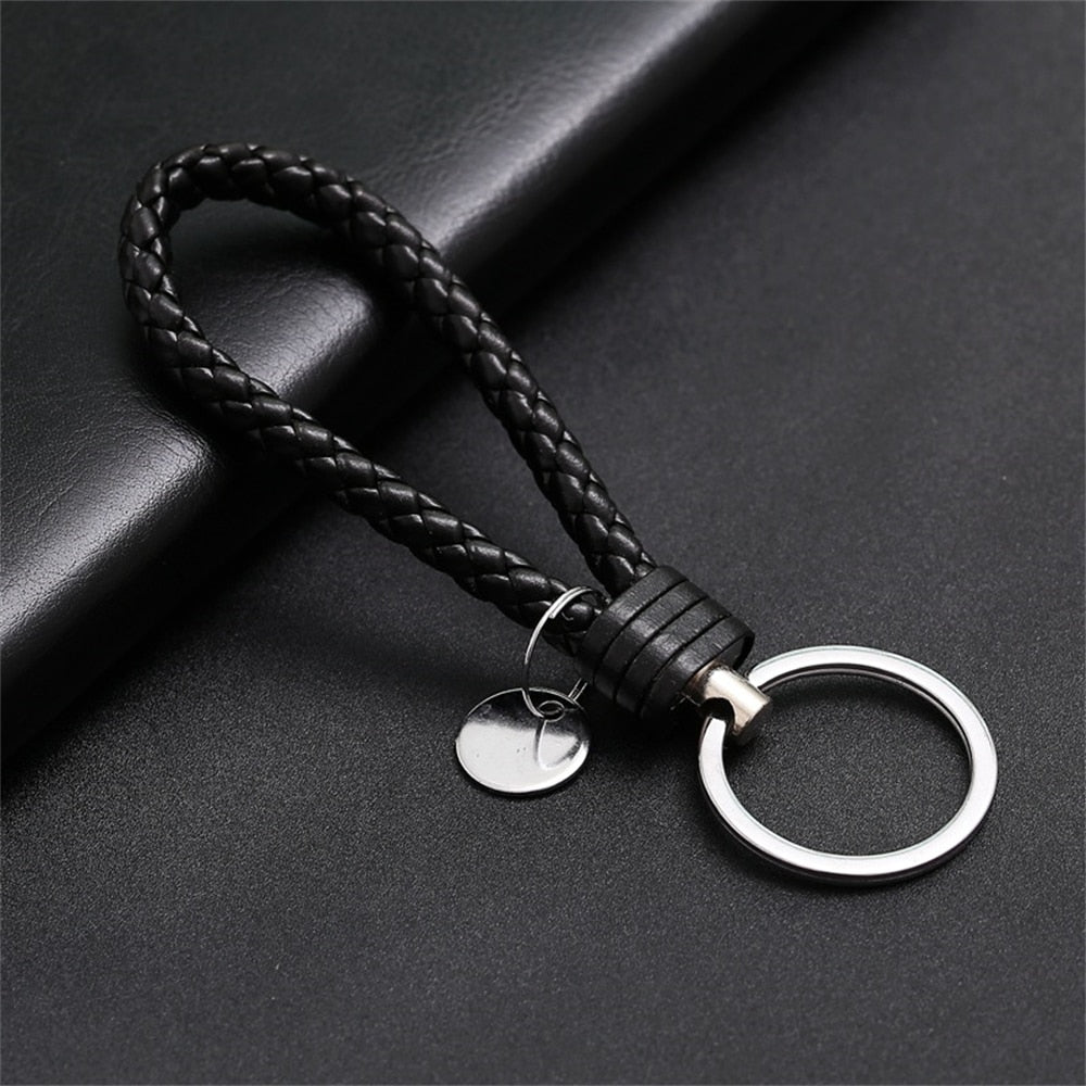 39 Styles PU Leather Braided Woven Rope Keychain DIY Bag Pendant Key Chain