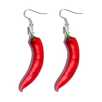 Chili Pepper Vegetable Drop Earrings Women Creativity Jewelry Cute Earring Girls