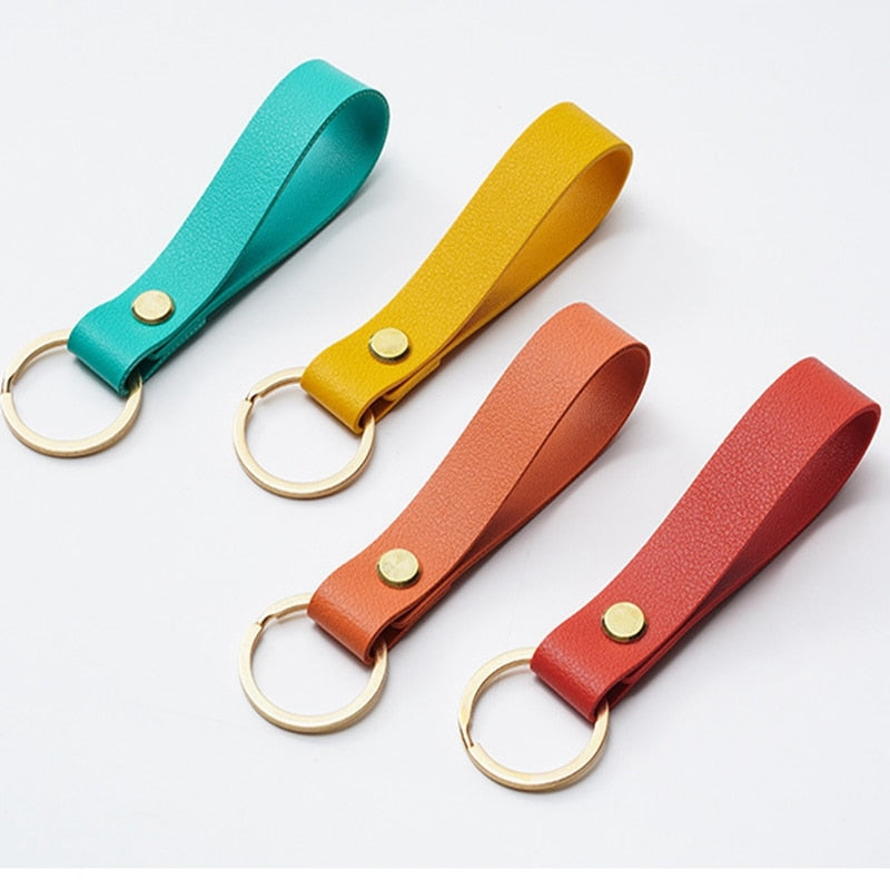 16 Colors PU Leather Waist Wallet Finger Strap Keychain Cute Key Holder Cartoon