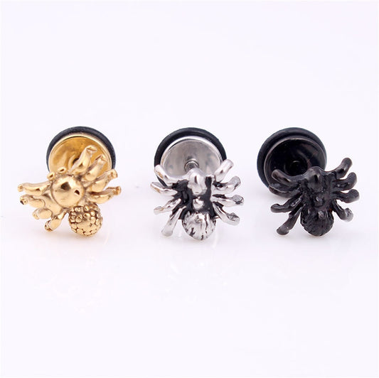 Spider Vintage Earrings Stainless Steel Fashion Stud Ear Jewelry Party