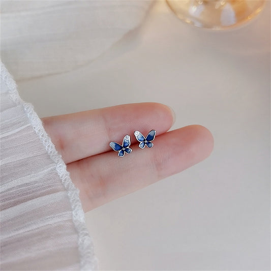 Blue Ombre Stud Earrings Women Fashion Creative Art Cute Stylish Jewelry