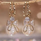 Pearl and Bow Drop Earrings Women Party Wedding Jewelry Dangle Gifts Earrings