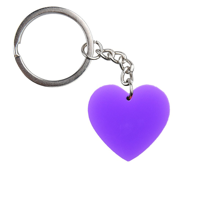 Purple Heart Keychain Cartoon Creative Gift Key Holder Keyring Anime Souvenir