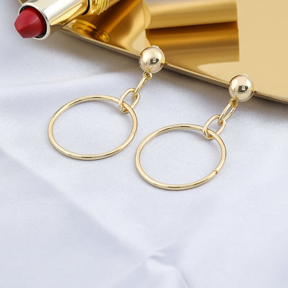 Chain Ring Drop Dangle Earrings Women Girl Fashion Trendy Jewelry Accessories