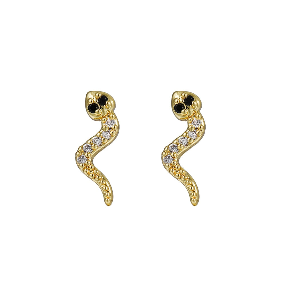 14 Styles Cute Dragonfly Spider Snake Elephant Animal Stud Earrings Women Cubic