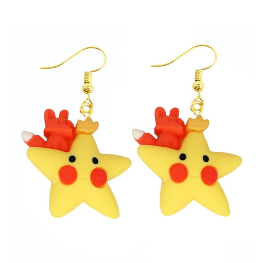 Yellow Star and Fox Dangle Earrings Women Gifts Earring Cute Girls Eardrop