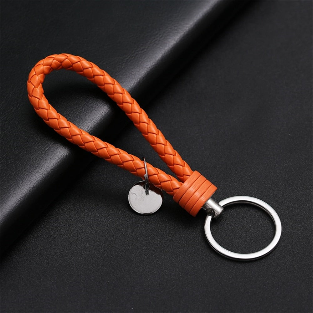 39 Styles PU Leather Braided Woven Rope Keychain DIY Bag Pendant Key Chain