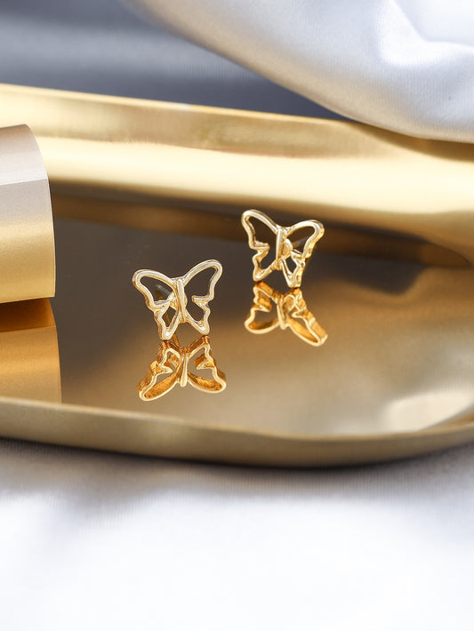 Double Butterfly Design Drop Earrings Women Girl Fashion Trendy Jewelry