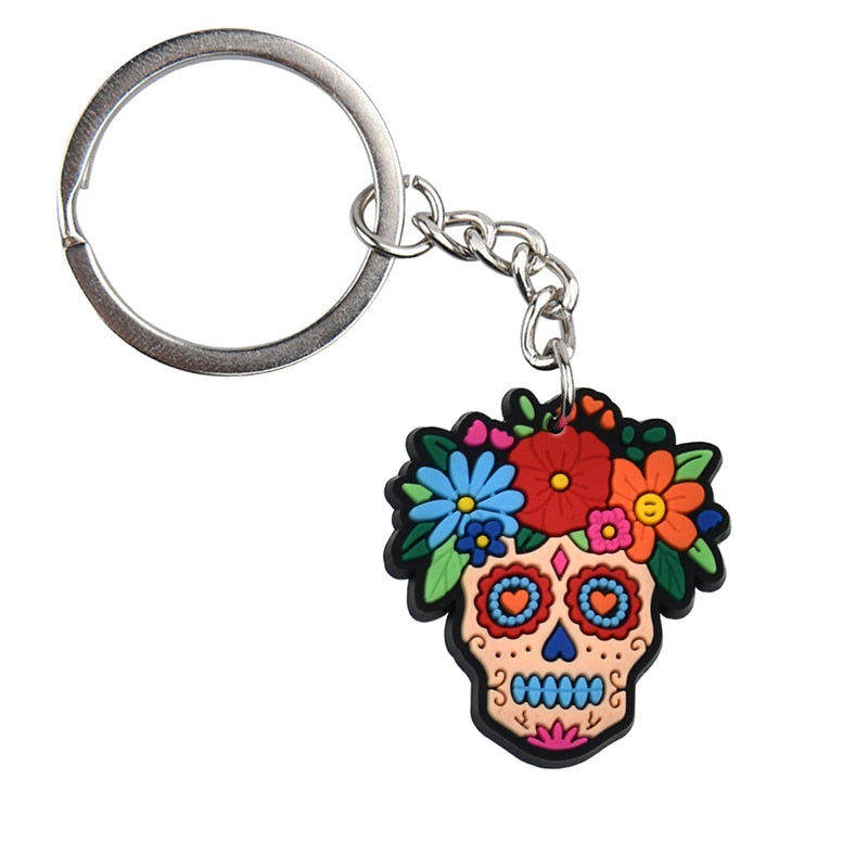 14 Styles Skull Calavera Mexican Day Of The Dead Halloween Keyring Cartoon