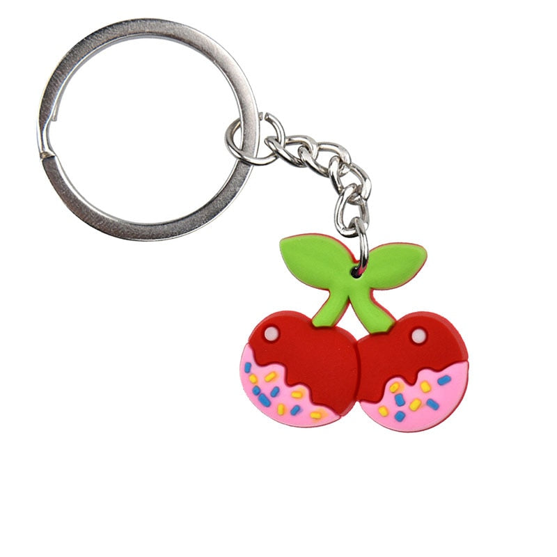 Dipped Cherry Cartoon Keyring Cute Creative Fashion Keychains Bag Pendant Gift