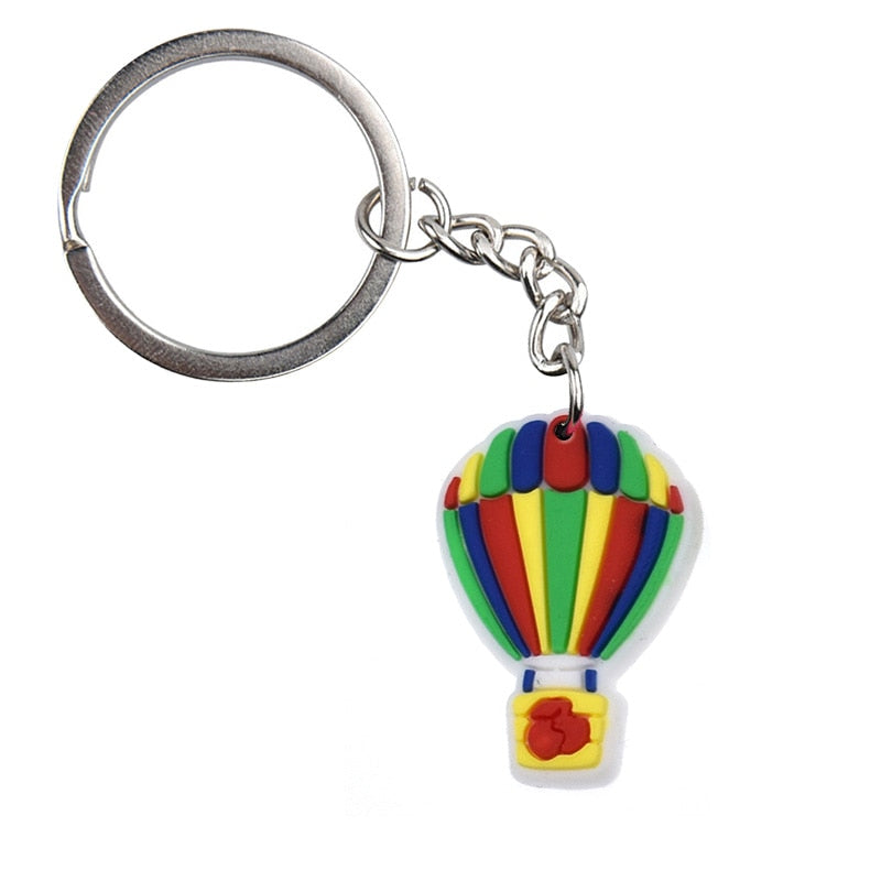 Colorful Air Balloon Creative Cartoon PVC Keychain For Keyring Bag Car Key Chain