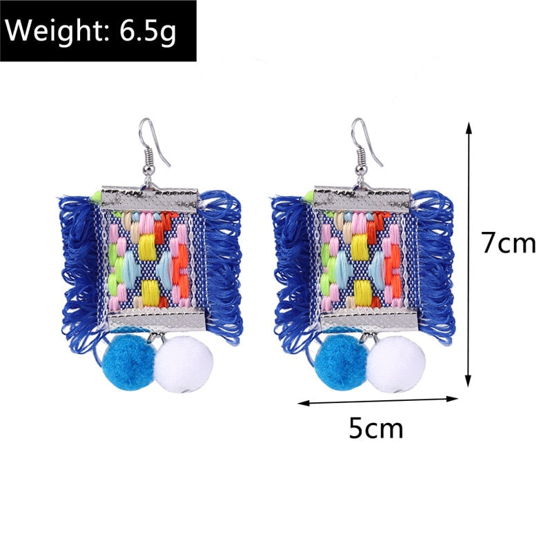 White Blue Pom-pom Dangle Drop Earrings Women Charms Earring Fashion Creative