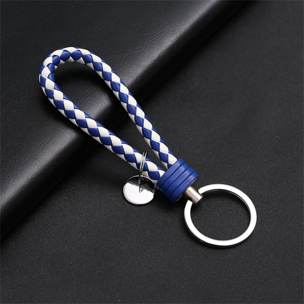 39 Styles PU Leather Braided Woven Rope Keychain DIY Bag Pendant Key Chain