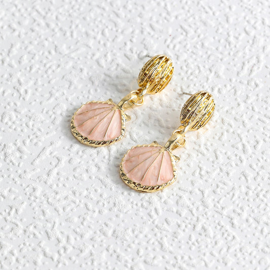 Pink Shell Drop Earrings Women Travel Fashion Cartoon Earrings Creative Jewelry