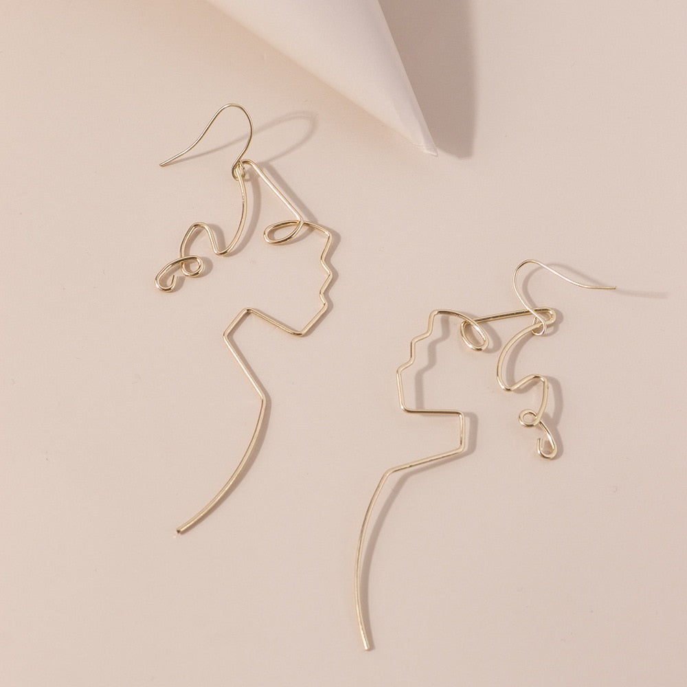 Retro Abstract Curly Hair Face Drop Earrings Women Travel Fashion Cartoon