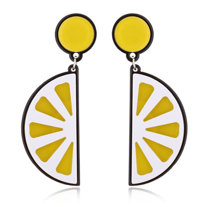 Lemon Slice Acrylic Drop Earrings Women Travel Fashion Cartoon Earrings Creative