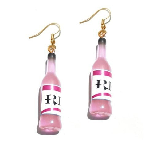 Pink Bottle Funny Design Dangle Drop Earrings Women Fashion Creative Art Cute