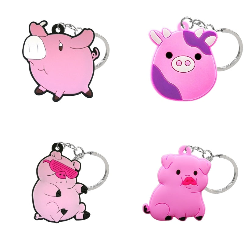 14 Styles Anime Keychain Cute Pigs Lovely Pink Animal Keyring Kids Toys Gadget