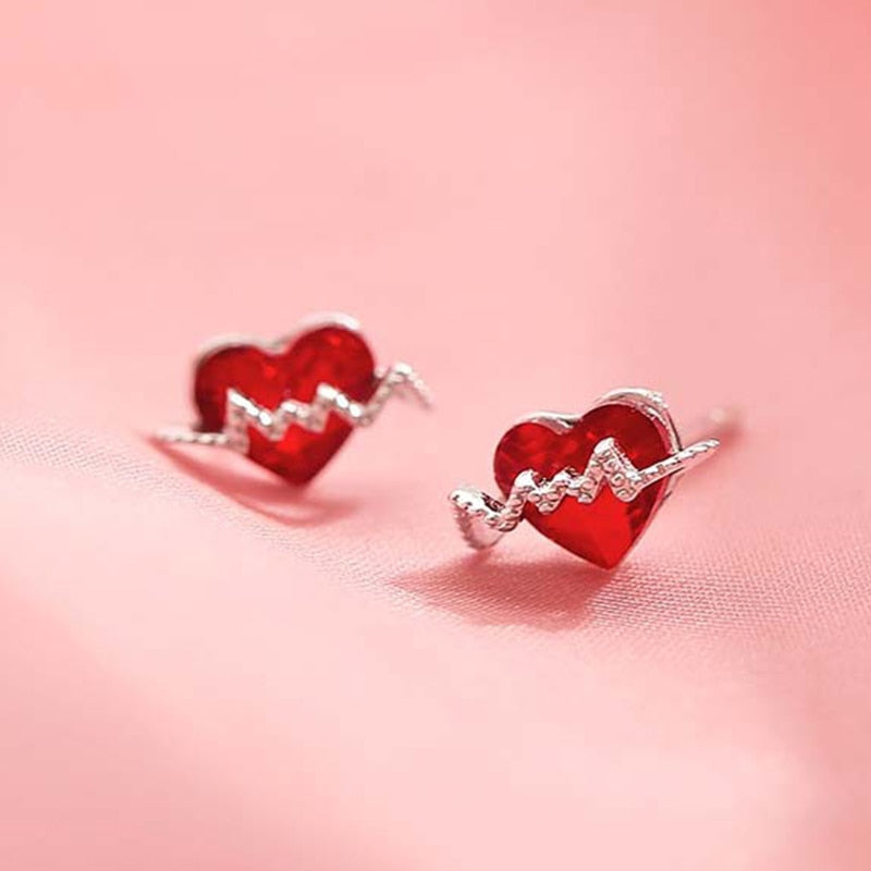 Heart Beat Christmas Exquisite Stud Earrings Women Festival Jewelry