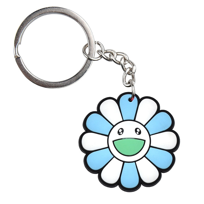 15 Styles PVC Rubber Colorful Cute Flower Sunflower Keychain Fashion Cartoon