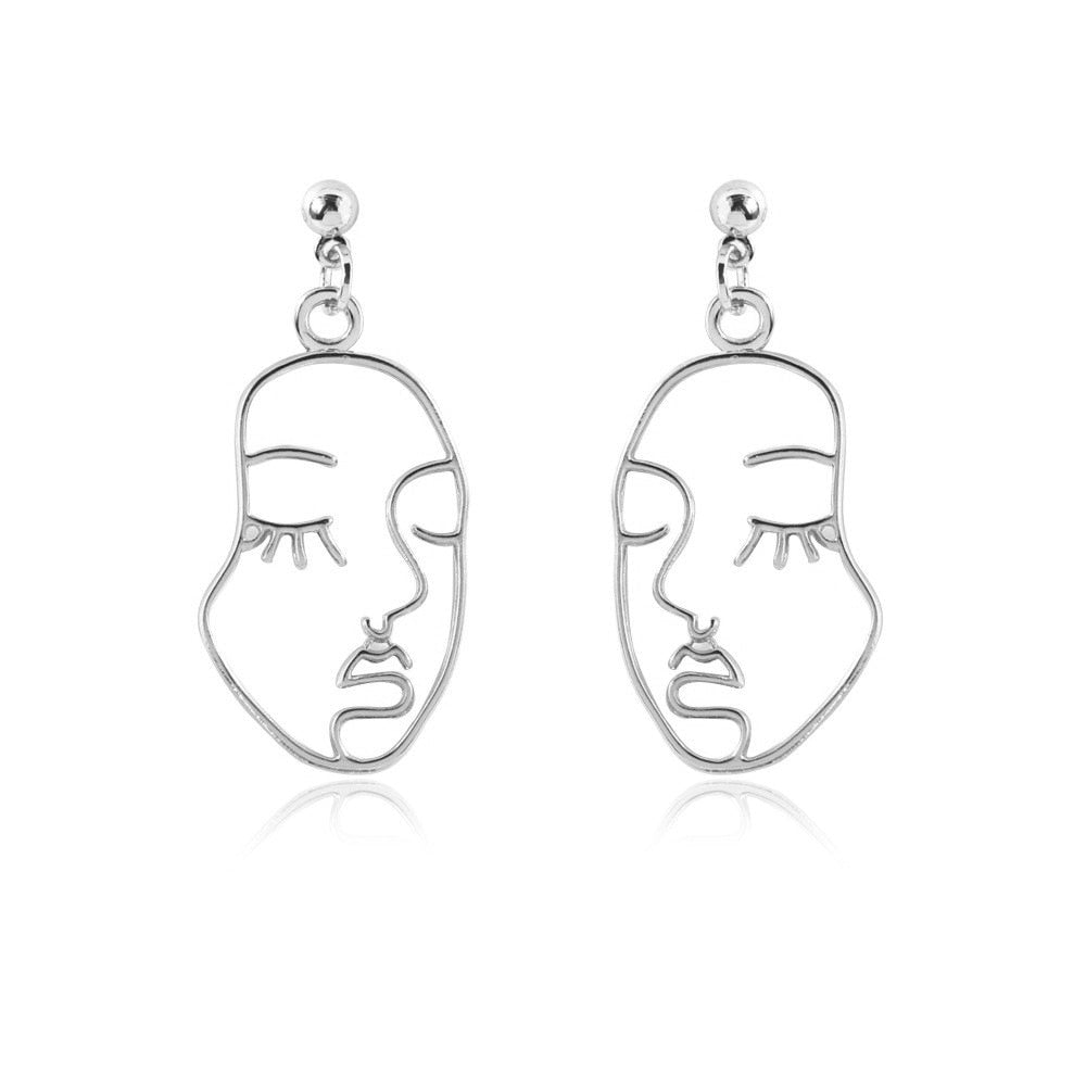 Sleepy Face Retro Abstract Drop Earrings Women Travel Fashion Cartoon Earrings