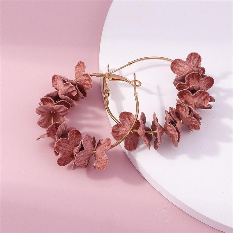 Floral Hoop Earrings Women Charms Earring Fashion Creative Jewelry