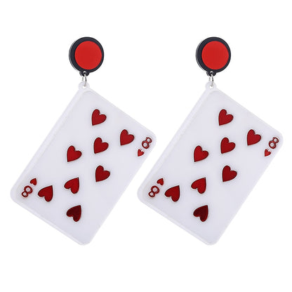 Playing Card 8 Acrylic Drop Earrings Women Travel Fashion Cartoon Earrings