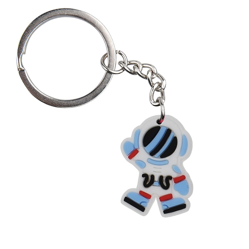 23 Styles Creative Cartoon Spaceship Astronaut Planets Soft PVC Rubber Keychain