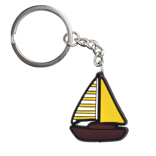 Sailing Boat PVC Keychain For Woman Colorful Keyring Cartoon Pendant Keychains