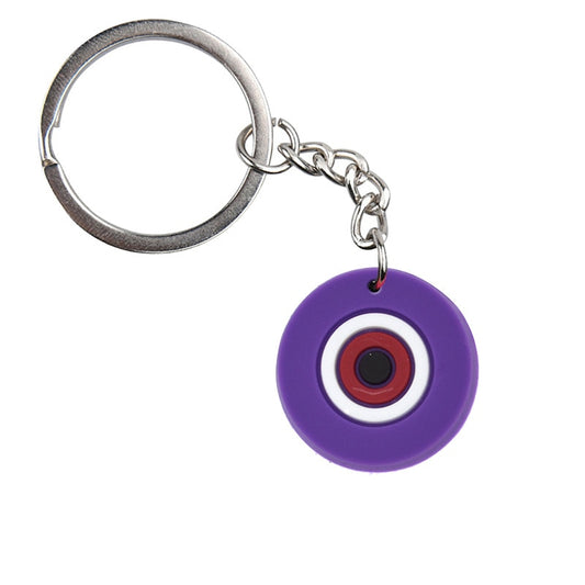 Purple Round Lucky Evil Eye Keychain Cartoon Key Holder Car handbag Keyring Gift