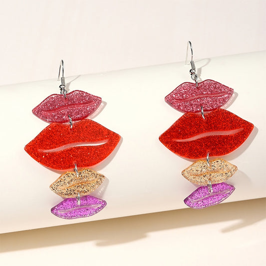 Multicolor Lips Drop Earrings Women Travel Fashion Cartoon Earrings Creative