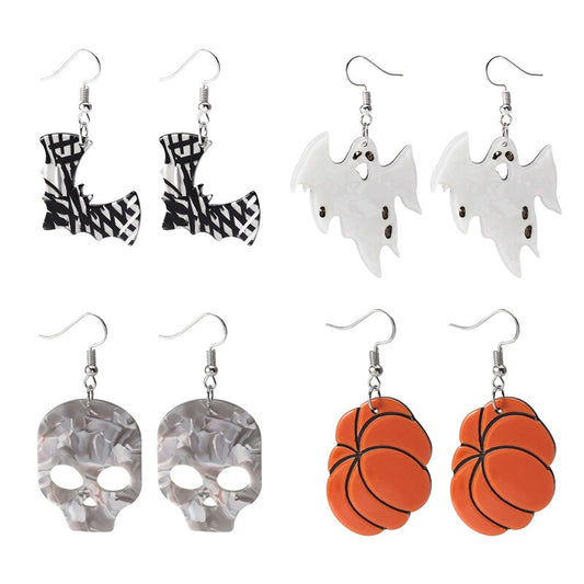 Ghost Pumpkin Skeleton Bat Acrylic Dangle Earring For Women Girl Fashion Modern