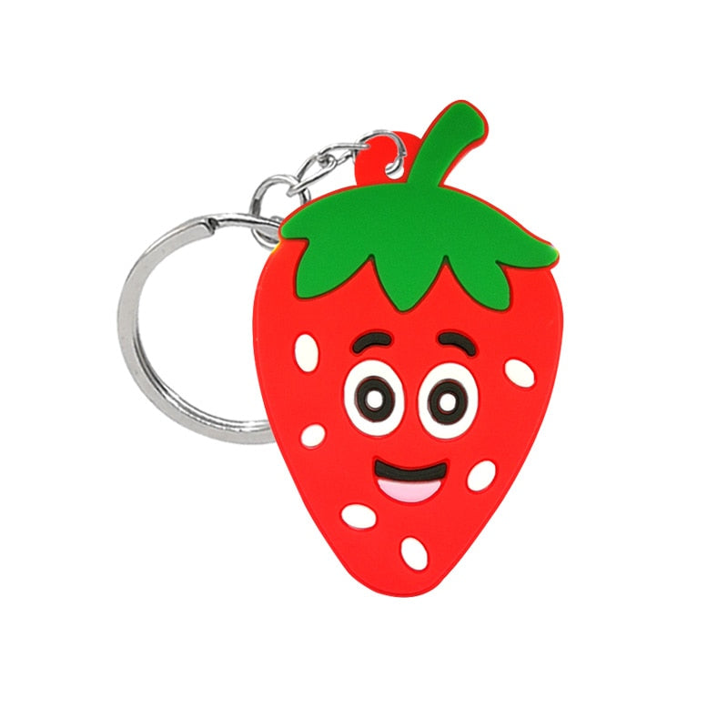 14 Styles PVC Cute Keychain Lovely Fruit Pineapple Cherry Car key Pendant