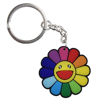 15 Styles PVC Rubber Colorful Cute Flower Sunflower Keychain Fashion Cartoon