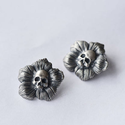 Skull in Flower Stud Vintage Earrings Fashion Party Retro Pendant Earrings Women