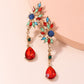 Mixed Color Red Evening Drop Dangle Earrings Trendy Women Fashion Earrings