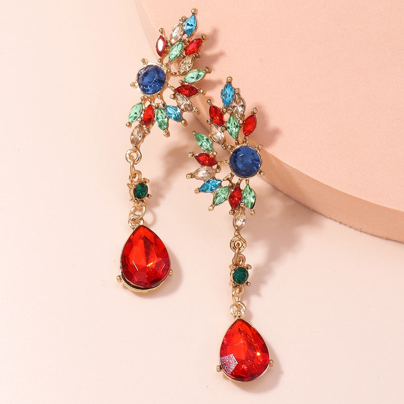 Mixed Color Red Evening Drop Dangle Earrings Trendy Women Fashion Earrings
