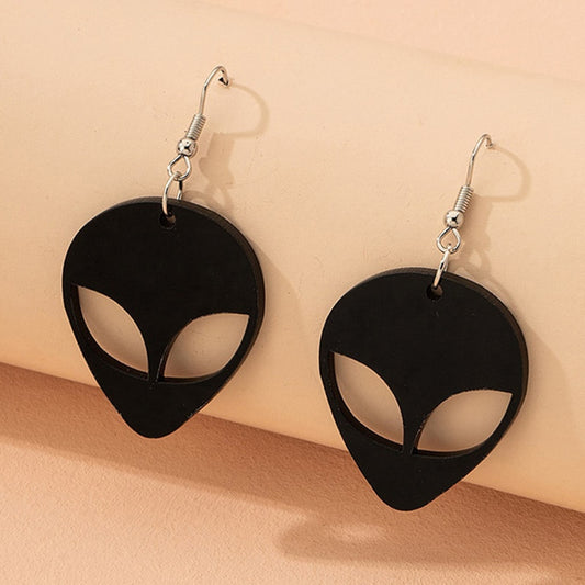 Black Alien Design Drop Earrings Women Fashion Creative Art Cute Stylish Jewelry